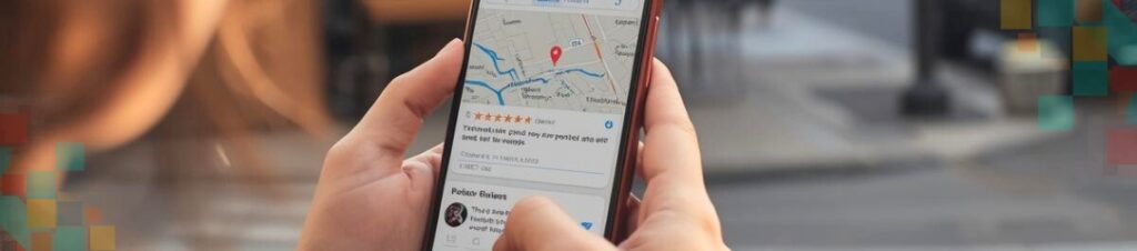 Person looking at Google Review on a phone