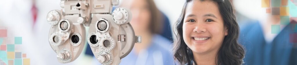 Child about to get an eye exam.